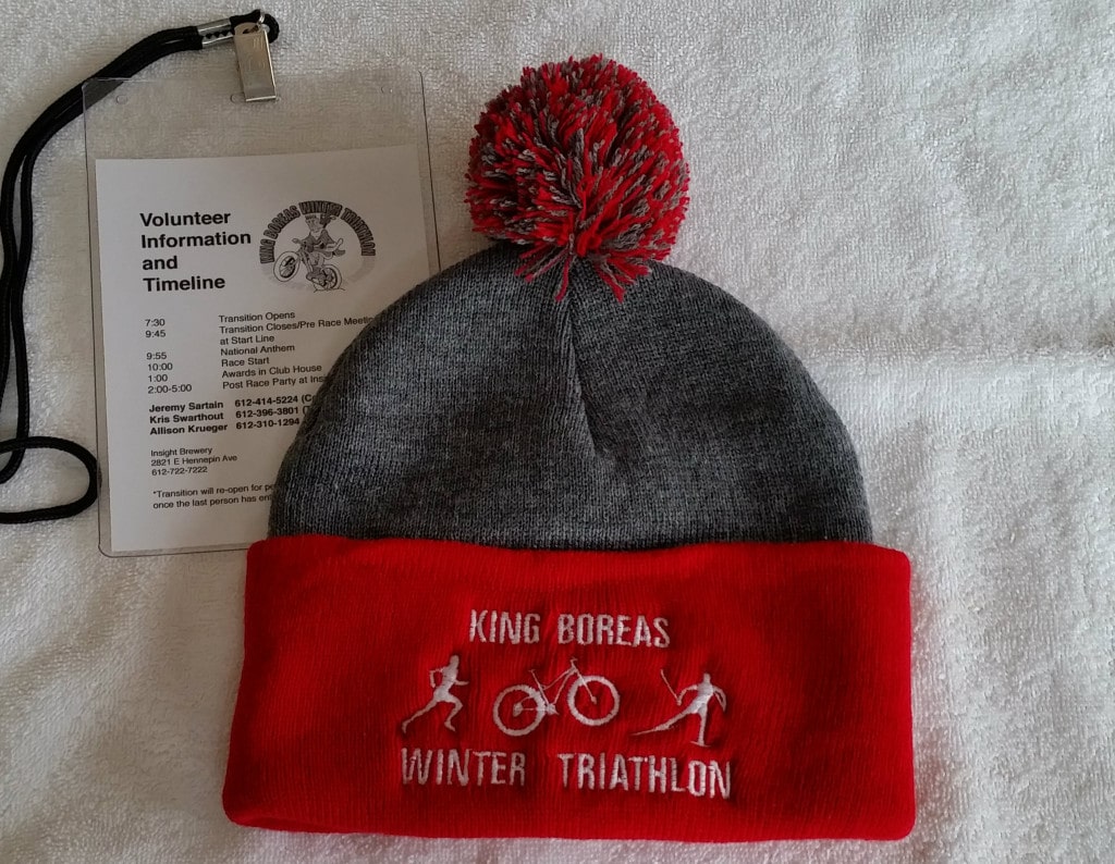 2016 National Winter Triathlon volunteers hat and badge