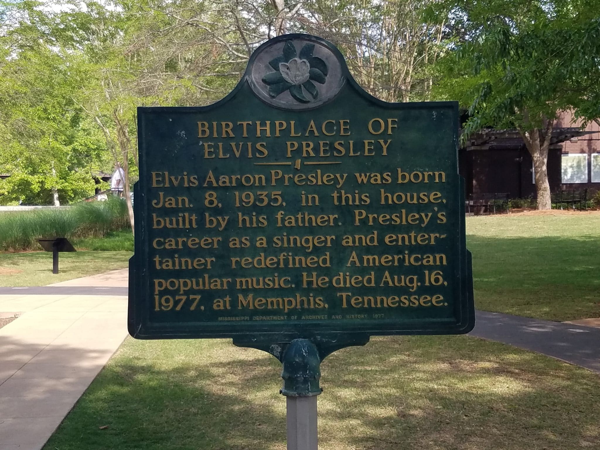 sign at Elvis Presley birthplace visitor center