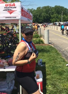 “Rocking the Medal from First OW” St. Louis Triathlon, May 2016