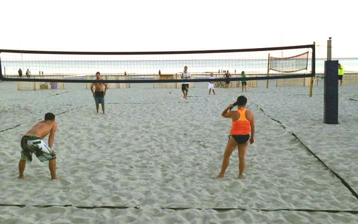 Beach volleyball at Coligny Beach, location of the swim for the South Carolina triathlon.