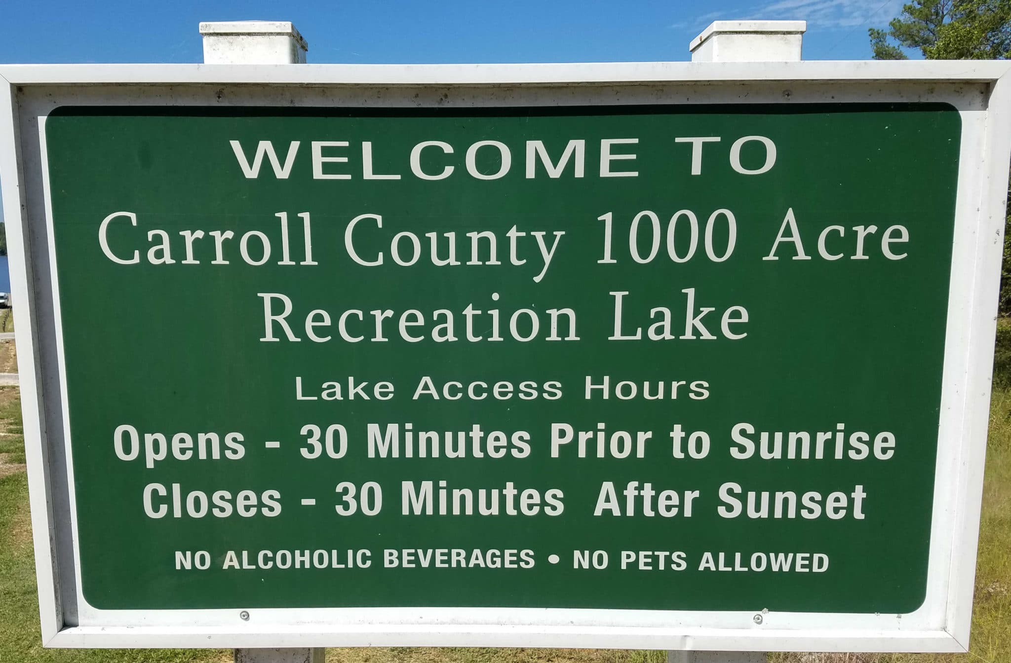 Carroll-County-1000-Acre-Recreation-Center-sign-for-Tennessee-Triathlon