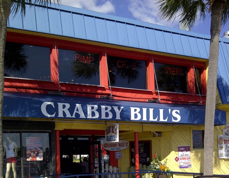 Crabby Bills Restaurant across the street from Clearwater Beach where the TriRock Triathlon transition area was located.