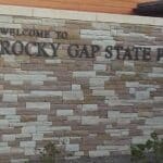 sign at the entrance to Rocky Gap State Park in Cumberland Maryland