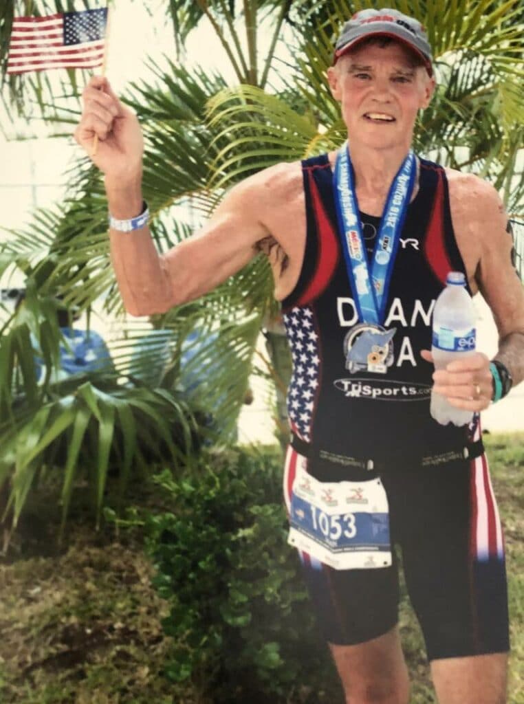 John Dean after finishing the 2016 World Age Group Championship Triathlon in Cozumel, Mexico.