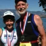 Dr. Patrick and Joan Hogan after an Ironman 70.3 triathlon