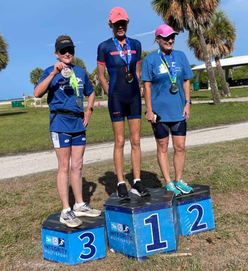 Age group finishers at the 2021 Fort DeSoto International Aquabike event.