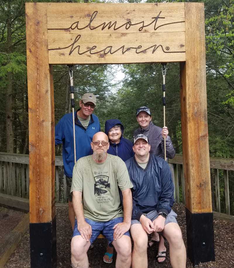 VanderWert family at Blackwater Falls State Park after the Parsons VFD Cheat River Triathlon in Parsons, West Virginia