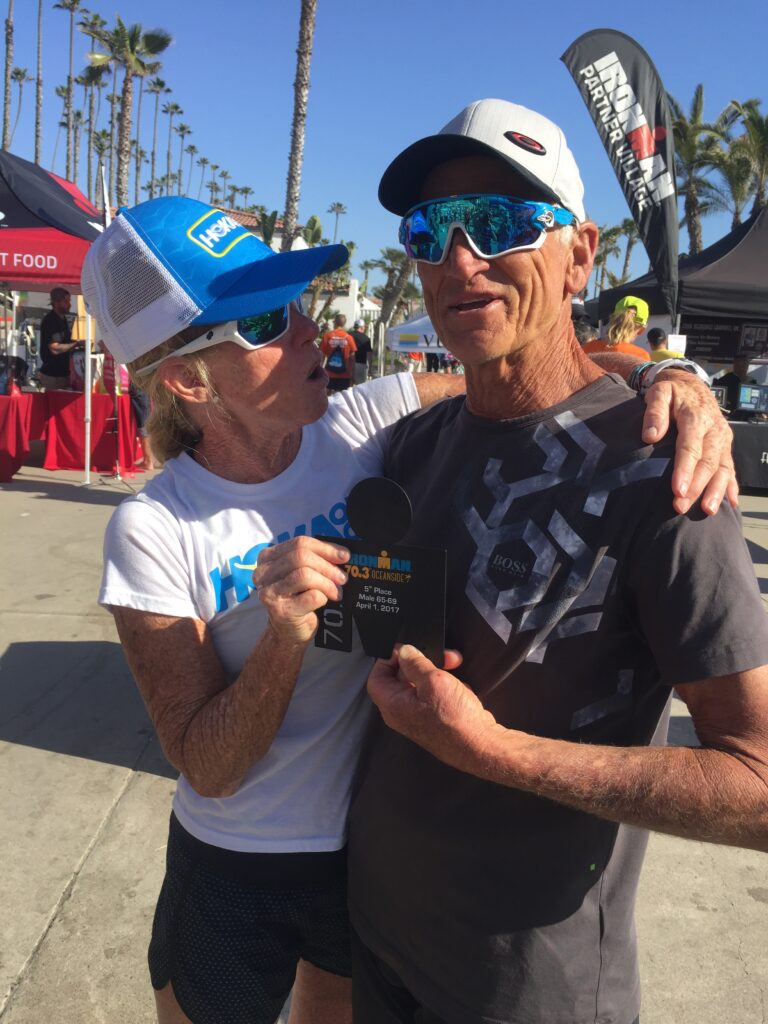 Senior Triathletes Jim Riley with Julie Moss